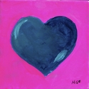 Aqua/Blue Heart on Hot Pink Background