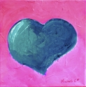 Blue Heart on Hot Pink 9-05