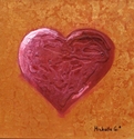 Red Heart, Gold Background - 09-23