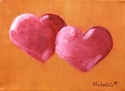 Red Hearts, Gold Background - 09-18