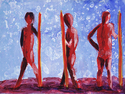 Original Abstract Figurative Painting - 3 Walk About