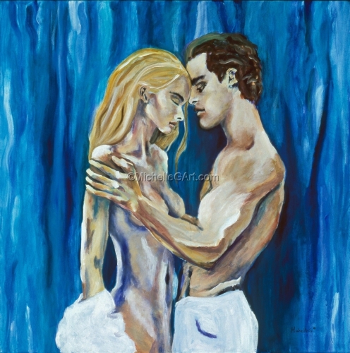 Painting-Acrylic-Figurative Couple Painting - The Seduction