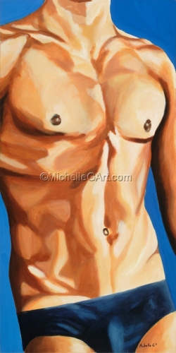 Painting-Acrylic-Original Fine Art Painting of a Male Nude - mmmmm