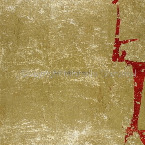 Mixed Media-On Canvas-Abstract Gold - Jagged Line