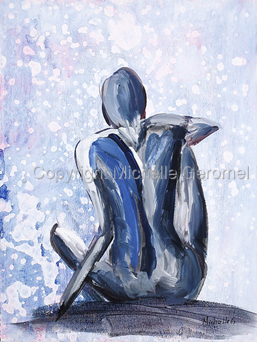 Painting-Acrylic-Moon Girl (blue)