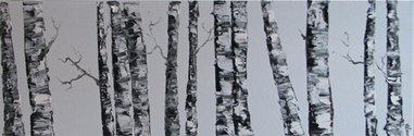 tree trunks, golden, soothing, dark, - Botanical Painting
