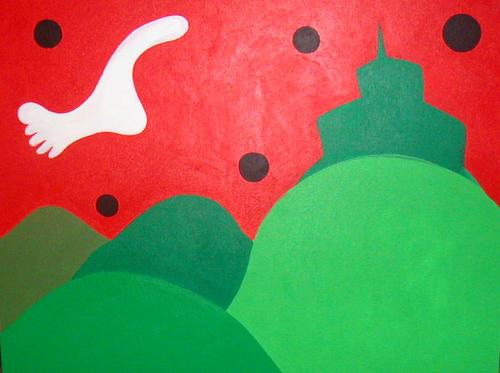 Painting-Foot over the country