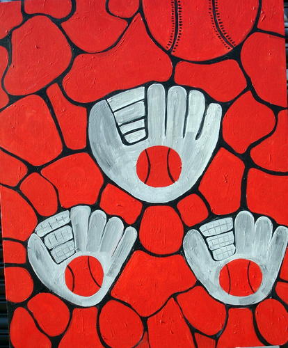 Painting-Acrylic-3 Baseball Mitts