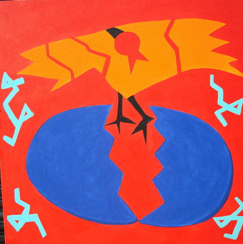 Painting-Acrylic-Bird Hatched