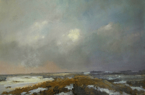 Painting-Landscape-Inland from Brancaster, Winter dusk