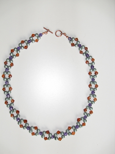Red Purple necklace with Pearls