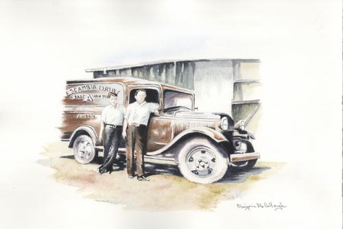Painting-Watercolor-Dairy Truck