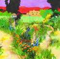 Painting--Oil-LandscapeValley View with Birdhouse