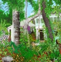 Painting--Oil-Landscapegarden of Robert Frost cottage, Key West