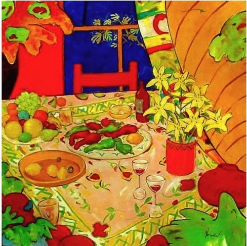 Painting-Still Life-Chiles and Stargazers