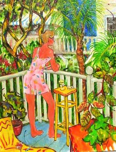 Painting-Figurative-Balcony, Truman Annex, Key West