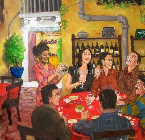 Painting-Figurative-Tapas y Vino