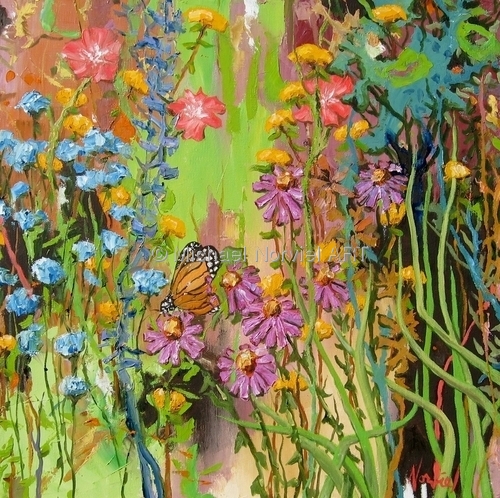 Painting-Landscape-A Monarch visits Matthew Meadow