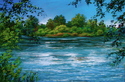 landscape, fsummer landscape, California landscape, pastel landscape, Sheila Delimont landscape, river painting,  -  Painting