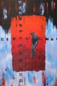 diana camille, painting, acrylic, bird, red, black, blue, abstract - Abstract Painting