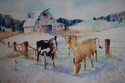 Painting--Watercolor-AnimalsTriple Bovine Babes