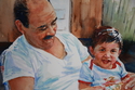 Painting--Watercolor-FigurativeGrandpa, Grandson