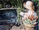 Painting--Watercolor-FigurativePondering Literature