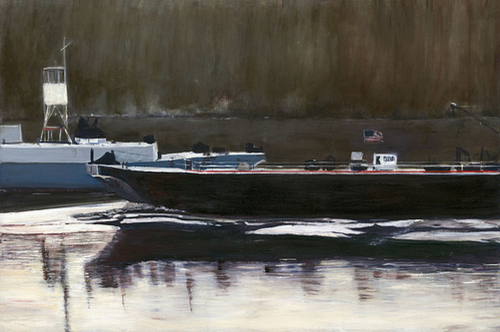 Painting-Barges On The Hudson