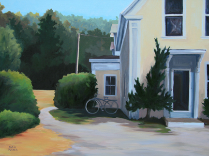 Painting-Expressionist-In the Shade, bicycle