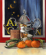 Painting--Oil-Still LifeMandarins with Waterfall