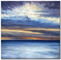 Atmospheric study of light on clouds with boat and red spinicker off Sylt, North Sea (thumbnail)