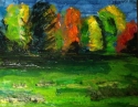 Nina Nemeth - Landscape Painting Nina Nemeth, Nina Nemeth Art, acrylic, fluid acrylic, molding paste, c'aran d'ache, neo - pastel Landscpse Series,, mixed media, experimental water media. Painting, Drawing expressionistic, vivid color, impressionistic
Spring Trees - Landscape Painting