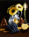 Painting--Acrylic-Still LifeSunflowers and Fruit