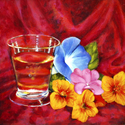 Painting--Acrylic-Still LifeWine and Flowers