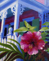 Painting--Acrylic-Botanicalpink hibiscus by the front porch