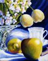 Painting--Acrylic-Still LifeTea and Tulips