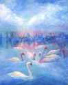Painting-PINK SWAN SKYLINE