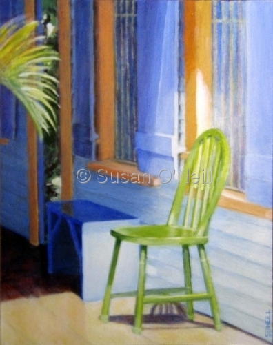 Painting-Realism-Green Chair, Blue Heaven