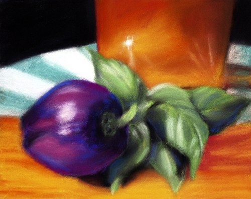 Painting-Still Life-pepper and basil