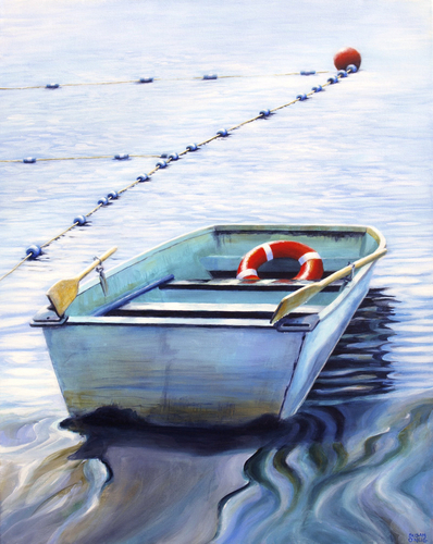 Painting-Seascape-Rowboat At The Lake