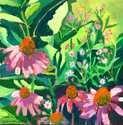 Painting--Oil-BotanicalConeflowers and Asters