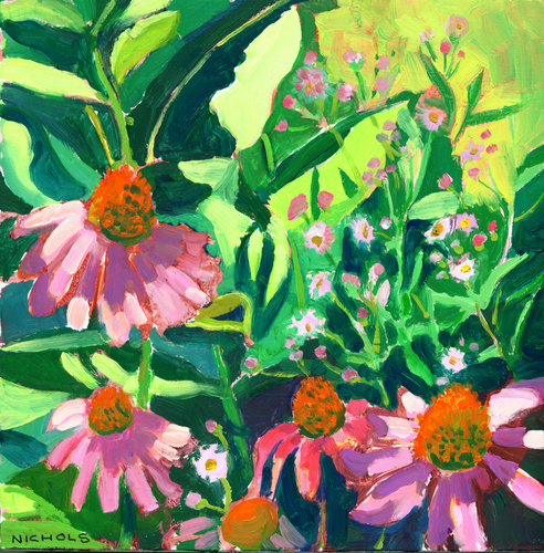Painting-Botanical-Coneflowers and Asters