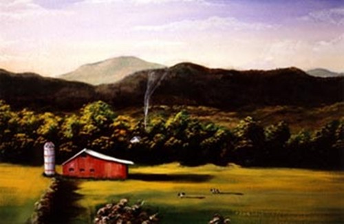 Painting-Acrylic-Sunny Farm - A Quiet Morn