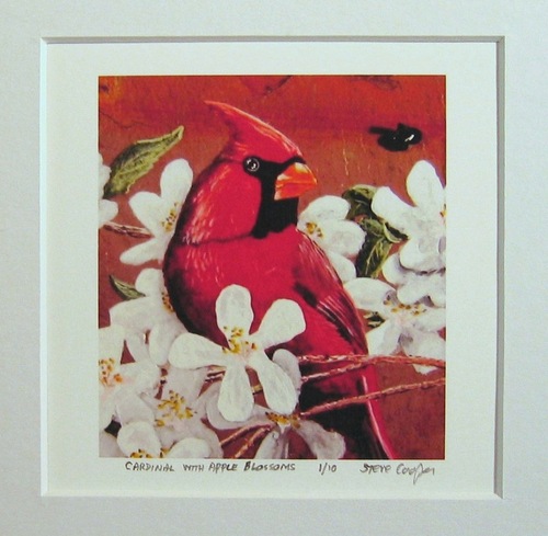 Print Making-Cardinal With Apple Blossoms