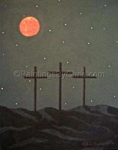 Painting-Acrylic-The Blood Moon of Crucifixion