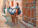 Painting--Pastels-CityscapeDonkey, Fes