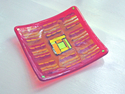 Glass--Colored-Bowls and VesselsRed mosaic plate