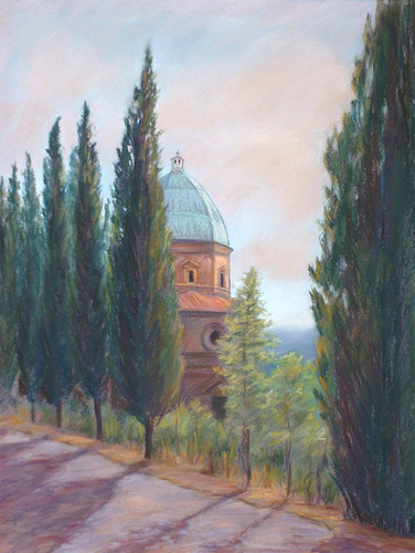 Painting-Landscape-Dome With Cypresses