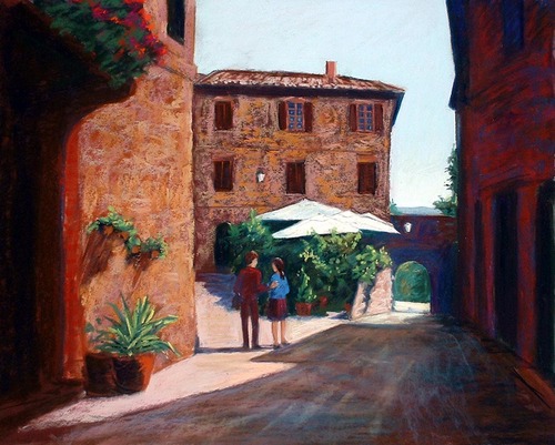 Painting-Street With Umbrellas