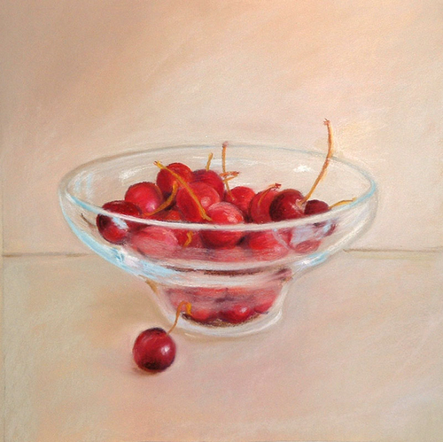 Painting-Still Life-Cherries In a Bowl